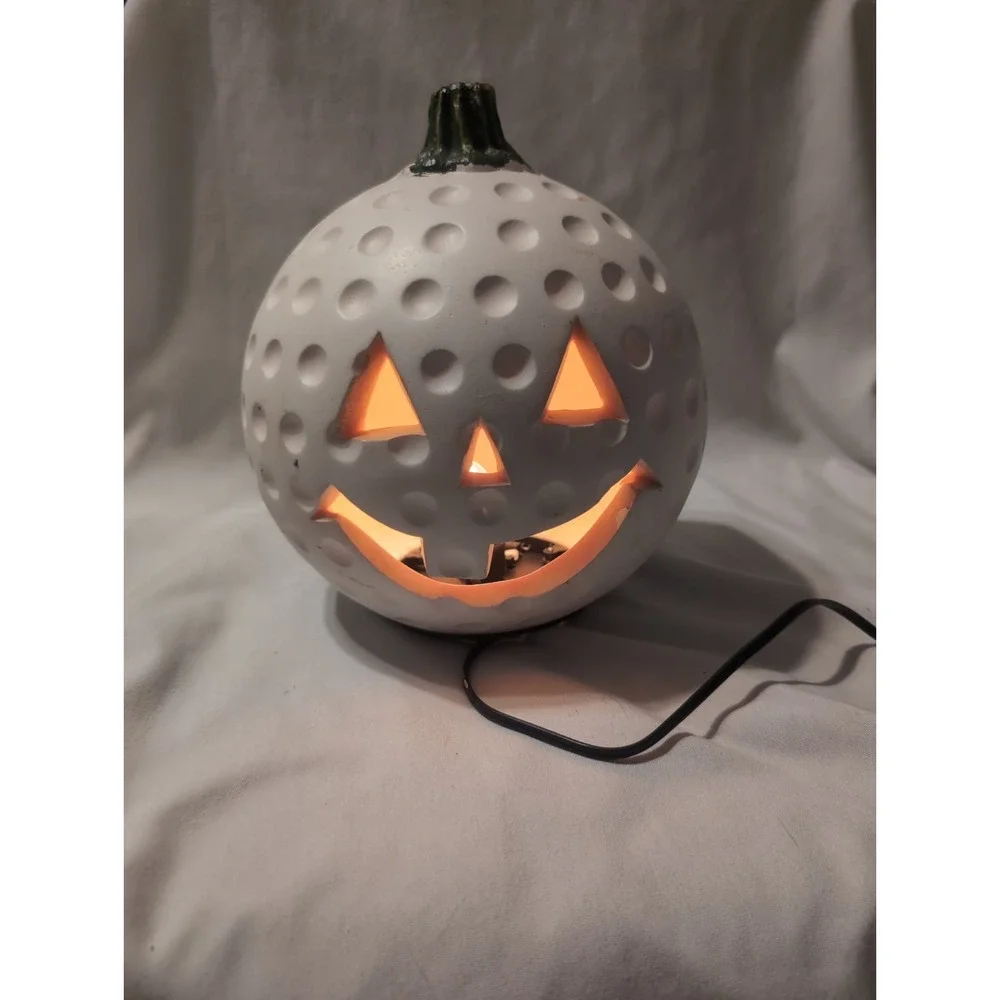 Vintage Gemmy Halloween Jack O Lantern Pumpkin Golf Ball Foam Mold Light Up 10